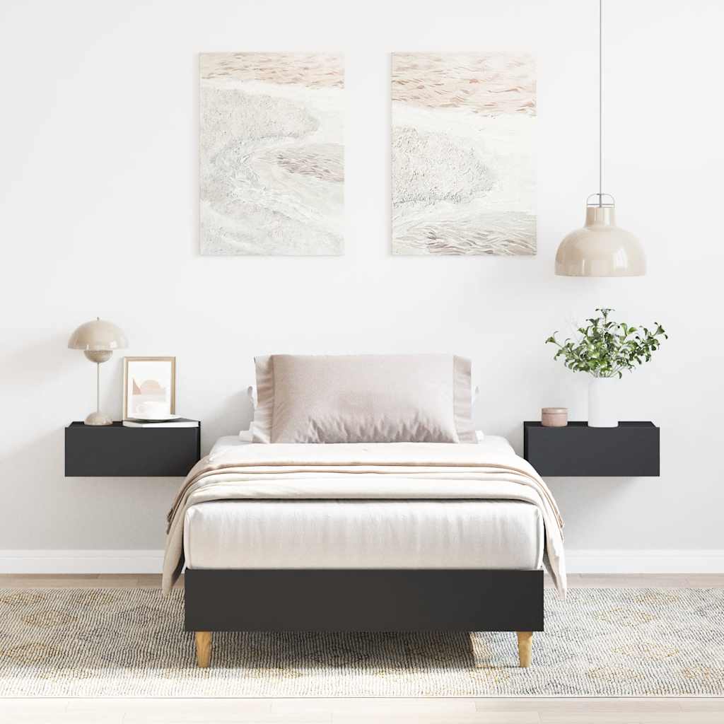 Bed Frame No Mattress Black 90x200 cm Engineered Wood